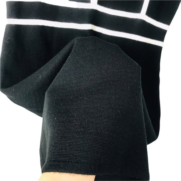Jessica Black And White Minimalist  Sleeveless Knit fitted Midi Dress women M - Picture 12 of 15